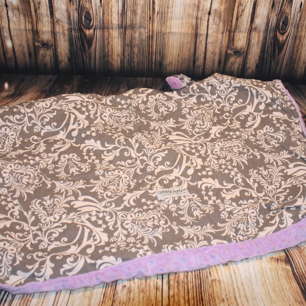 Carseat Canopy-Belle-Gray/White Damask/Purple Mink